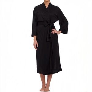 Natori Black Kimono Robe Size M | Inside Tie, No Outer Belt Self Care Luxury